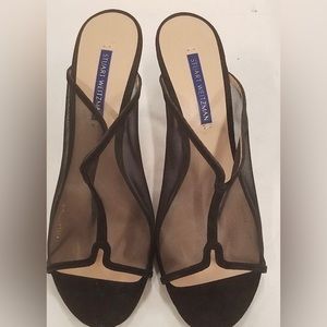 Stuart Weitzman Women’s Mya Black Mesh Stiletto Mule Size 8